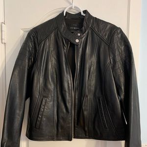 Lucky brand real leather jacket. WORN ONCE!!